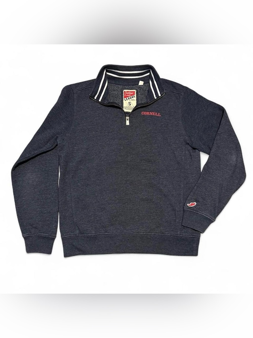 League Navy Quarter-Zip Sweatshirt with Red Cornell Embroidery